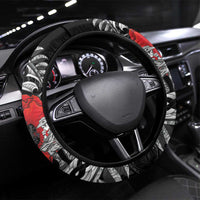 ANZAC Day Aotearoa Silver Fern Maori Steering Wheel Cover LT9 Universal Fit Black - Polynesian Pride