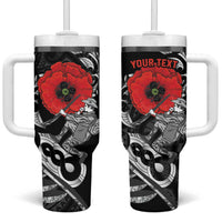 ANZAC Day Aotearoa Silver Fern Maori Personalised Tumbler With Handle LT9 One Size: 40 oz Black - Polynesian Pride