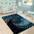 New Zealand Darts Personalised Area Rug Aotearoa Silver Fern Blue Papua Shell Spirit