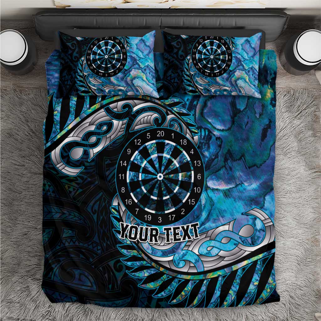 New Zealand Darts Personalised Bedding Set Aotearoa Silver Fern Blue Papua Shell Spirit LT9 Blue - Polynesian Pride