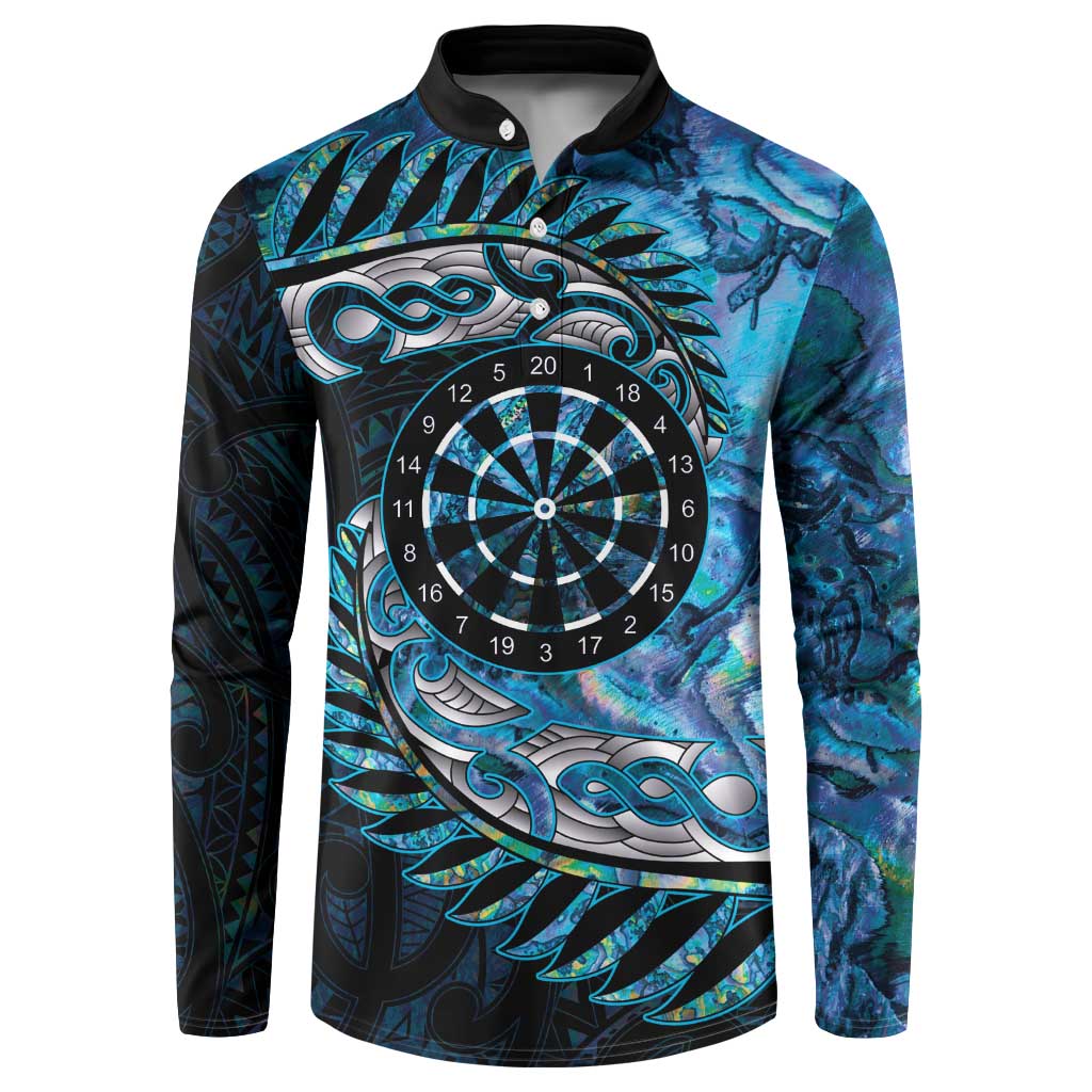 New Zealand Darts Personalised Button Sweatshirt Aotearoa Silver Fern Blue Papua Shell Spirit LT9 Blue - Polynesian Pride