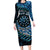 New Zealand Darts Personalised Long Sleeve Bodycon Dress Aotearoa Silver Fern Blue Papua Shell Spirit