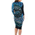 New Zealand Darts Personalised Long Sleeve Bodycon Dress Aotearoa Silver Fern Blue Papua Shell Spirit