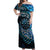 New Zealand Darts Personalised Off Shoulder Maxi Dress Aotearoa Silver Fern Blue Papua Shell Spirit