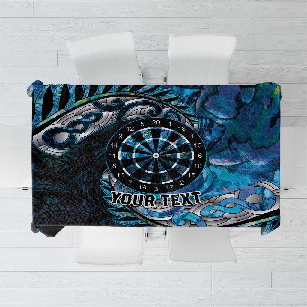New Zealand Darts Personalised Tablecloth Aotearoa Silver Fern Blue Papua Shell Spirit LT9 Blue - Polynesian Pride