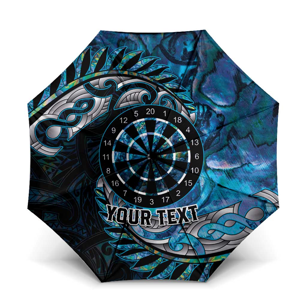 New Zealand Darts Personalised Umbrella Aotearoa Silver Fern Blue Papua Shell Spirit LT9 One Size Folded 11.42 inch Opened Diameter 37.4 inch Blue - Polynesian Pride