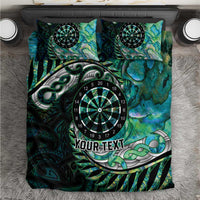 New Zealand Darts Personalised Bedding Set Aotearoa Silver Fern Green Papua Shell Spirit LT9 Green - Polynesian Pride