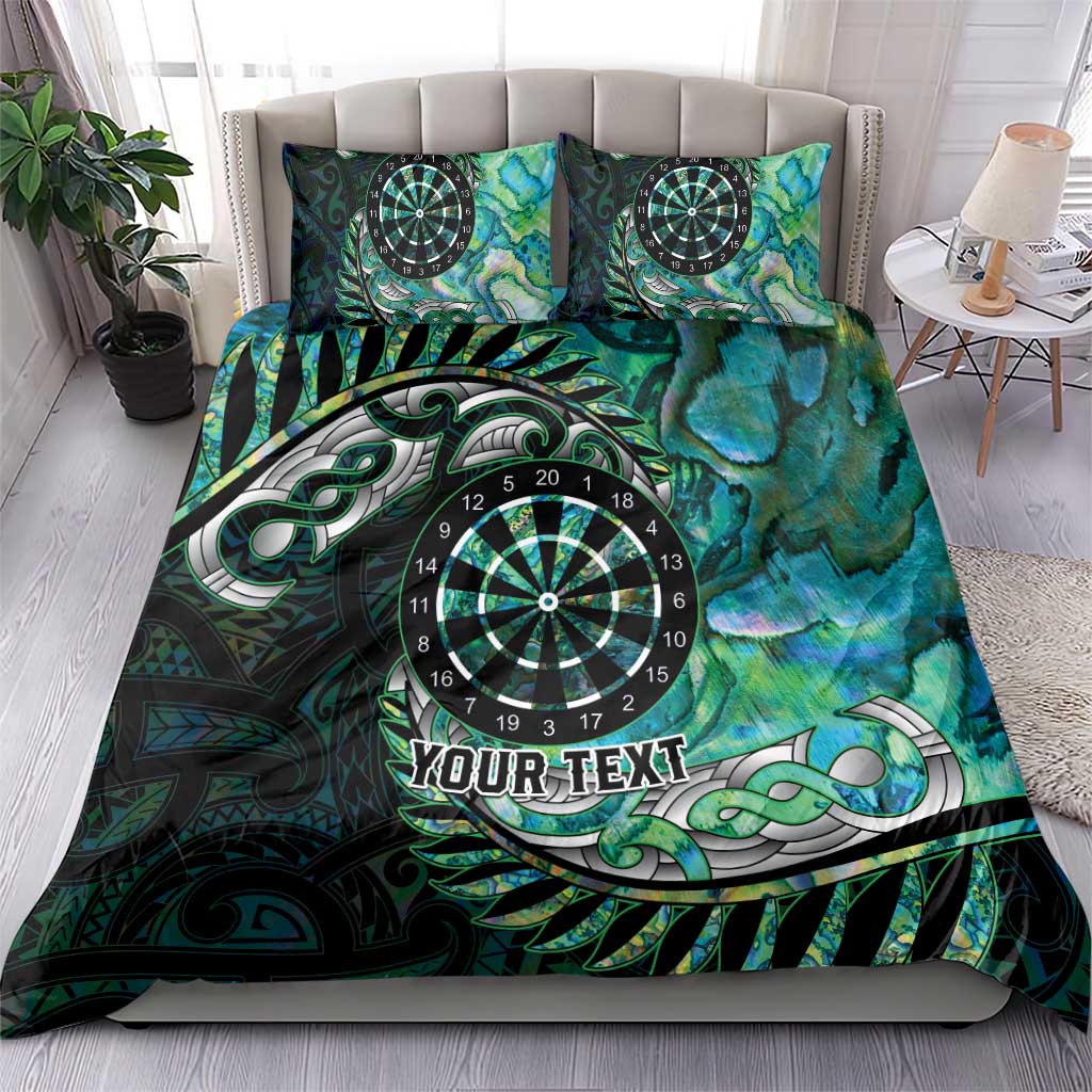 New Zealand Darts Personalised Bedding Set Aotearoa Silver Fern Green Papua Shell Spirit LT9 - Polynesian Pride