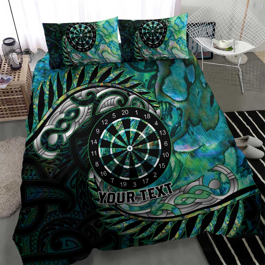 New Zealand Darts Personalised Bedding Set Aotearoa Silver Fern Green Papua Shell Spirit LT9 - Polynesian Pride