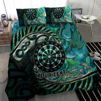 New Zealand Darts Personalised Bedding Set Aotearoa Silver Fern Green Papua Shell Spirit LT9 - Polynesian Pride