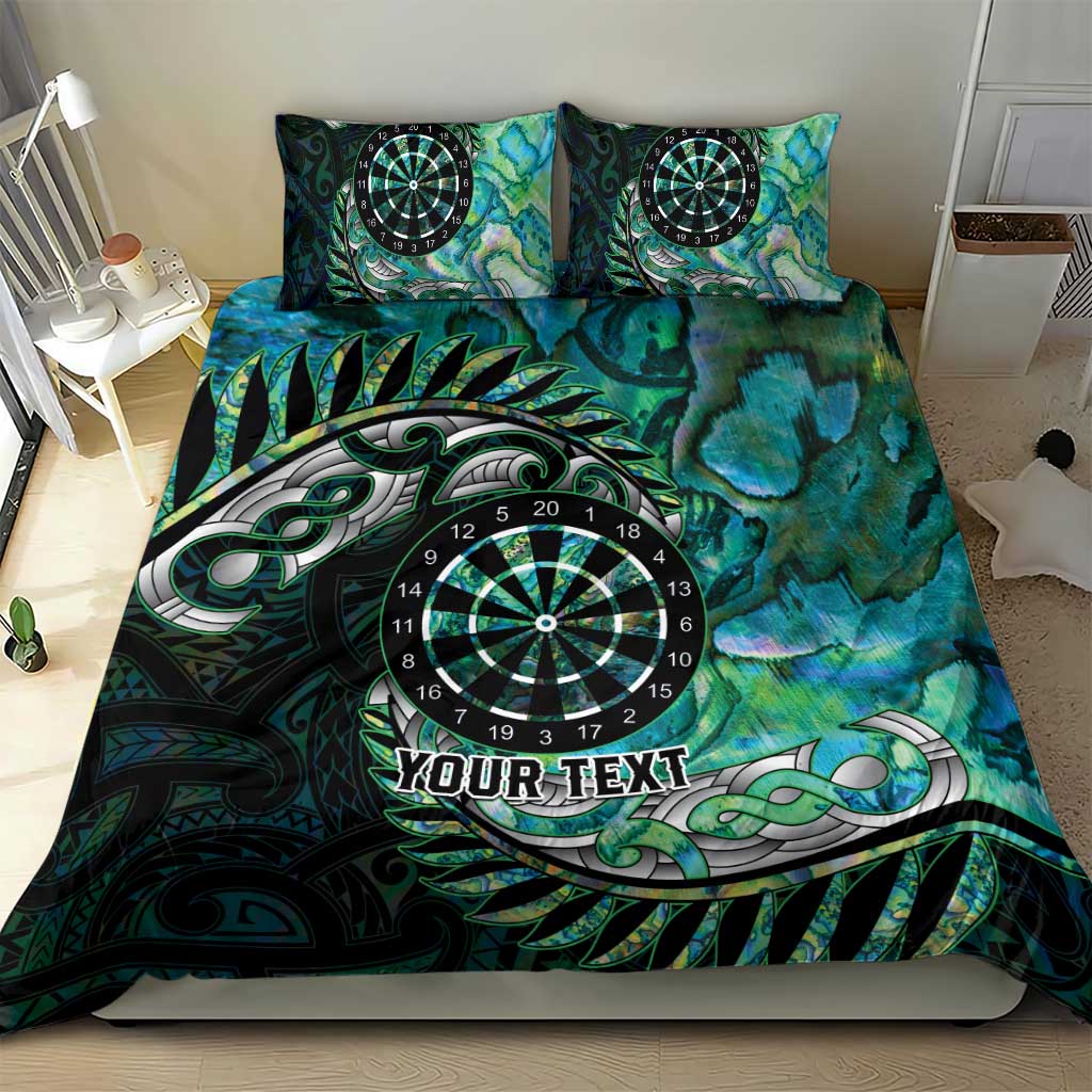 New Zealand Darts Personalised Bedding Set Aotearoa Silver Fern Green Papua Shell Spirit LT9 - Polynesian Pride