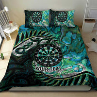 New Zealand Darts Personalised Bedding Set Aotearoa Silver Fern Green Papua Shell Spirit LT9 - Polynesian Pride