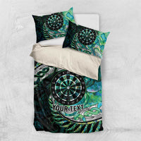 New Zealand Darts Personalised Bedding Set Aotearoa Silver Fern Green Papua Shell Spirit LT9 US Twin 172cm x 218cm Green - Polynesian Pride