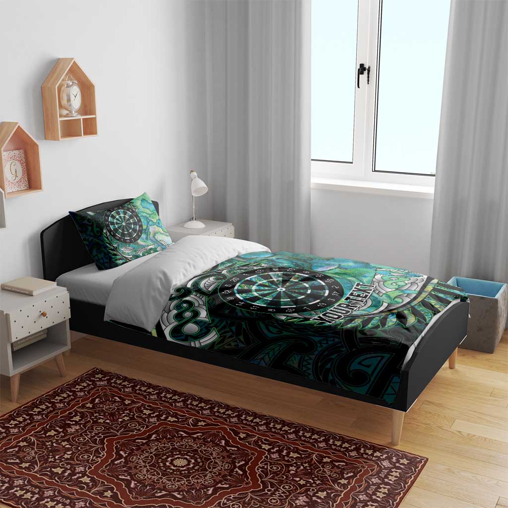 New Zealand Darts Personalised Bedding Set Aotearoa Silver Fern Green Papua Shell Spirit LT9 - Polynesian Pride