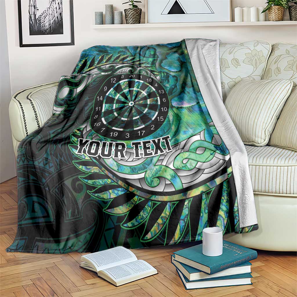 New Zealand Darts Personalised Blanket Aotearoa Silver Fern Green Papua Shell Spirit LT9 Green - Polynesian Pride