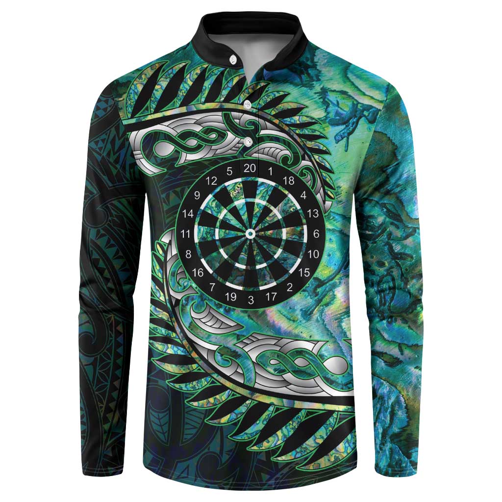 New Zealand Darts Personalised Button Sweatshirt Aotearoa Silver Fern Green Papua Shell Spirit LT9 Green - Polynesian Pride