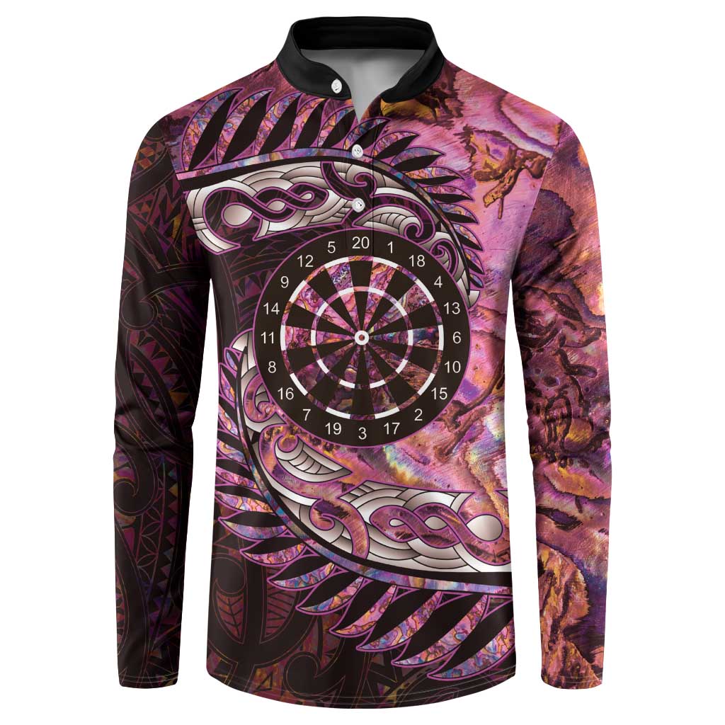 New Zealand Darts Personalised Button Sweatshirt Aotearoa Silver Fern Pink Papua Shell Spirit LT9 Pink - Polynesian Pride