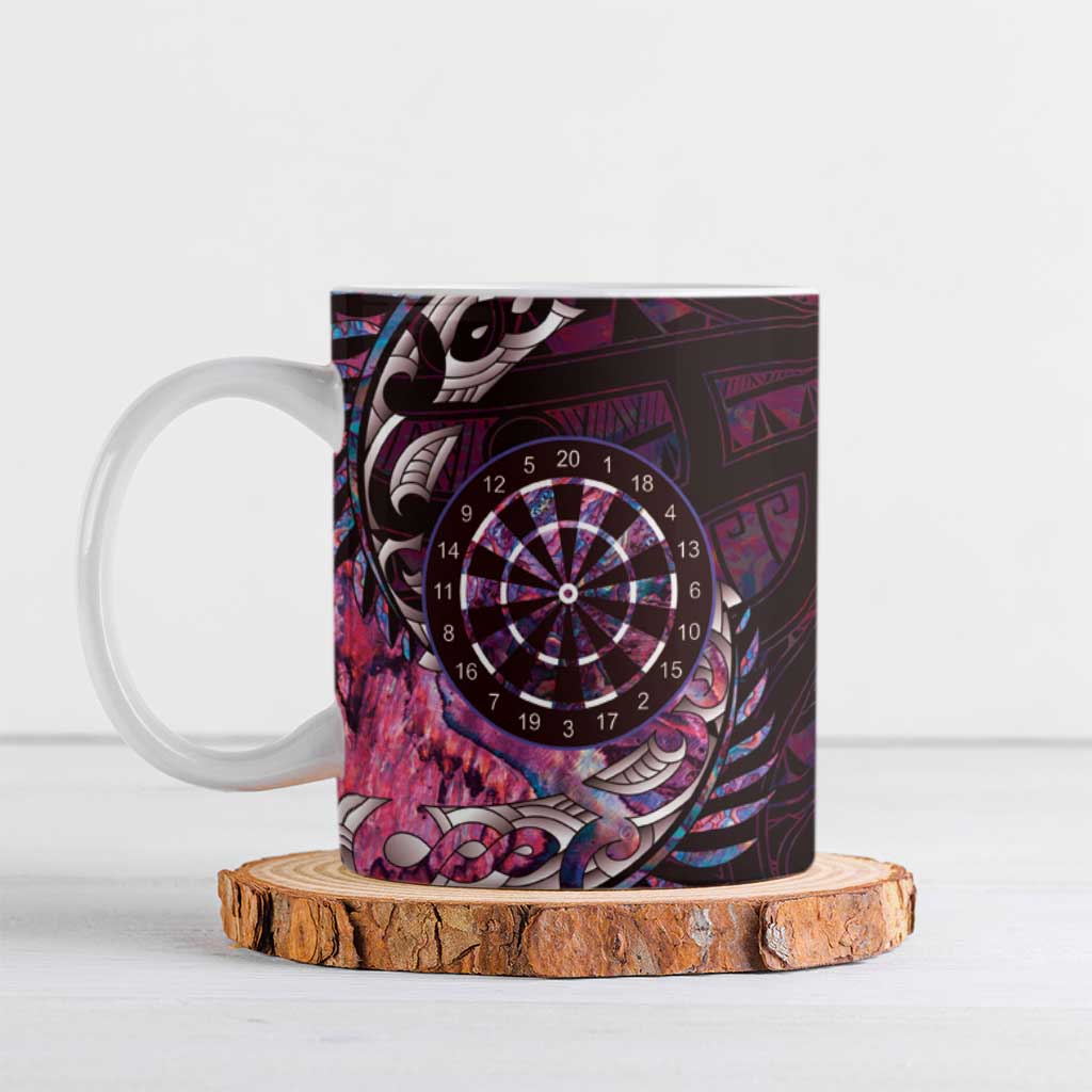 New Zealand Darts Personalised Ceramic Mug Aotearoa Silver Fern Pink Papua Shell Spirit LT9 Pink - Polynesian Pride