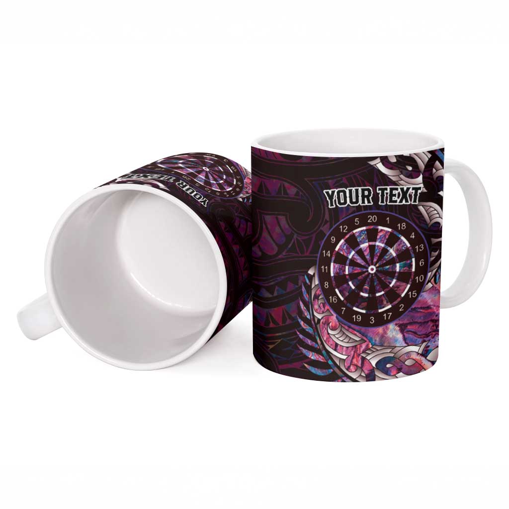 New Zealand Darts Personalised Ceramic Mug Aotearoa Silver Fern Pink Papua Shell Spirit LT9 - Polynesian Pride