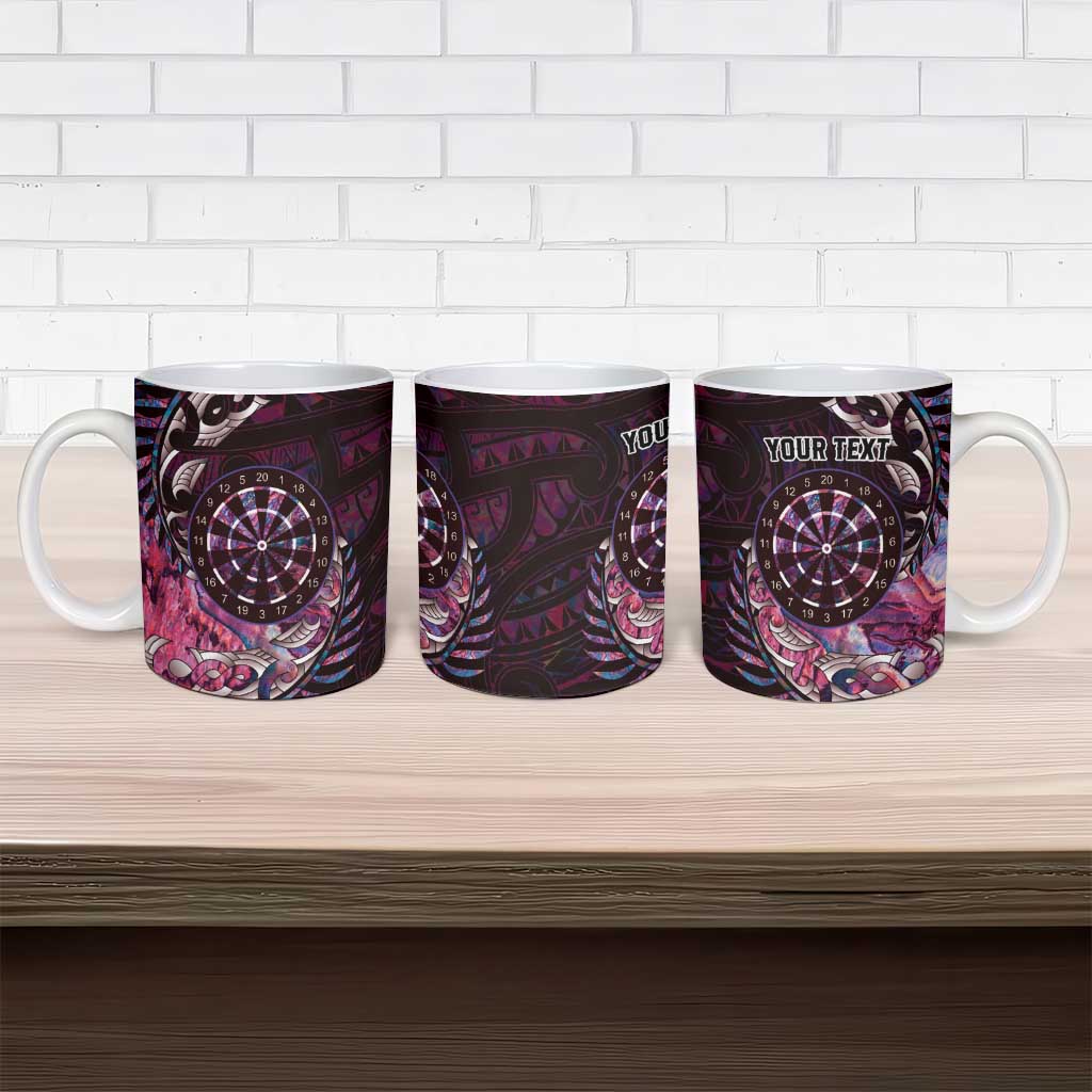 New Zealand Darts Personalised Ceramic Mug Aotearoa Silver Fern Pink Papua Shell Spirit LT9 - Polynesian Pride