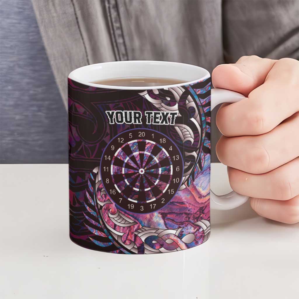 New Zealand Darts Personalised Ceramic Mug Aotearoa Silver Fern Pink Papua Shell Spirit LT9 - Polynesian Pride