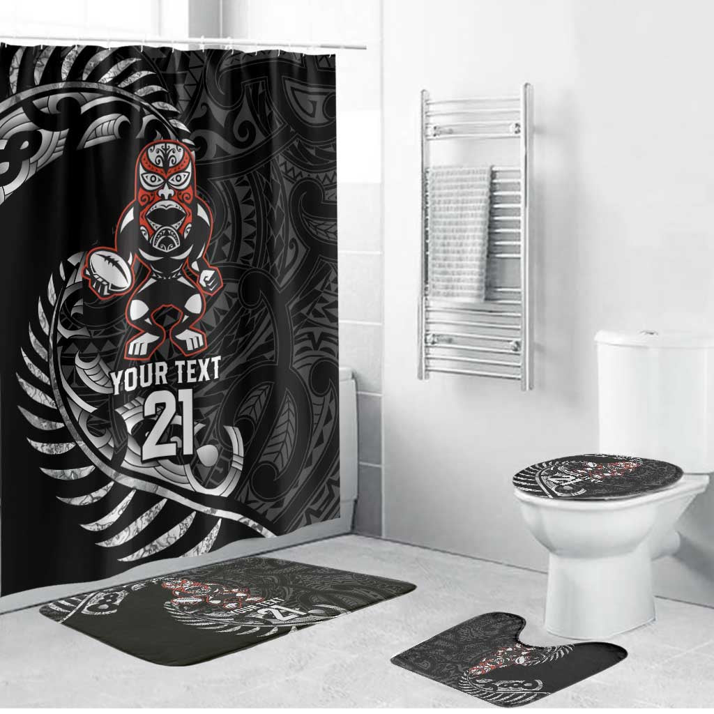 New Zealand Indigenous-Maori Rugby Custom Bathroom Set LT9 Bathroom Set (4 pcs) Black - Polynesian Pride