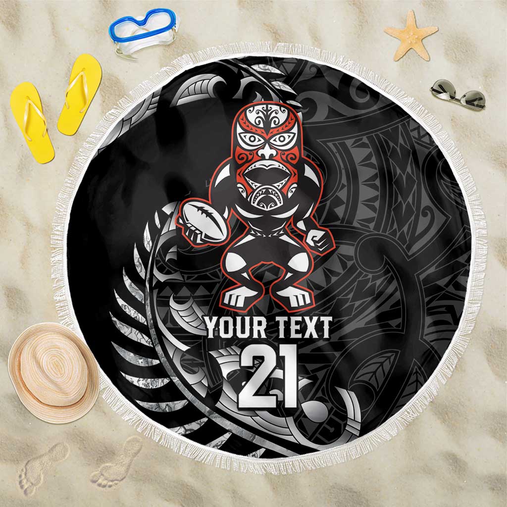 New Zealand Indigenous-Maori Rugby Custom Beach Blanket LT9 One Size 150cm Black - Polynesian Pride