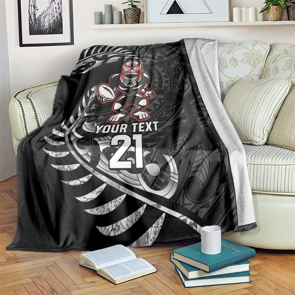 New Zealand Indigenous-Maori Rugby Custom Blanket LT9 Black - Polynesian Pride