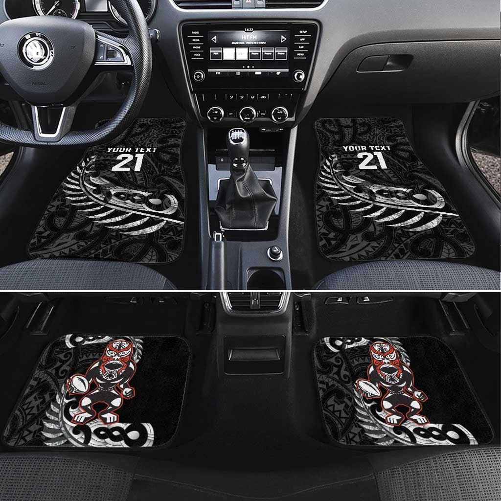 New Zealand Indigenous-Maori Rugby Custom Car Mats LT9 Set 4pcs Black - Polynesian Pride