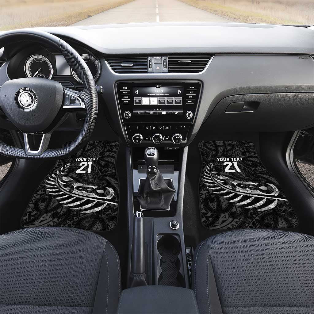 New Zealand Indigenous-Maori Rugby Custom Car Mats LT9 Set 2pcs - Front Black - Polynesian Pride
