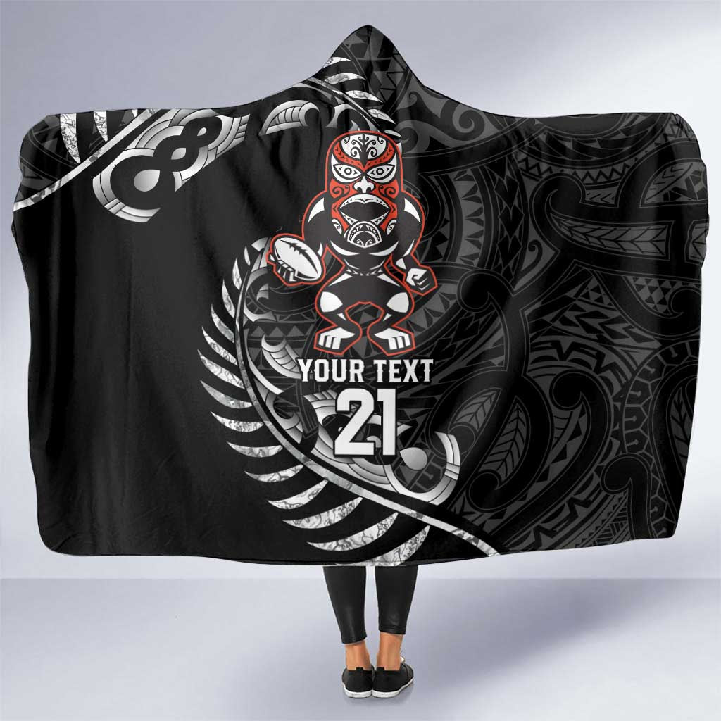 New Zealand Indigenous-Maori Rugby Custom Hooded Blanket LT9 One Size Black - Polynesian Pride