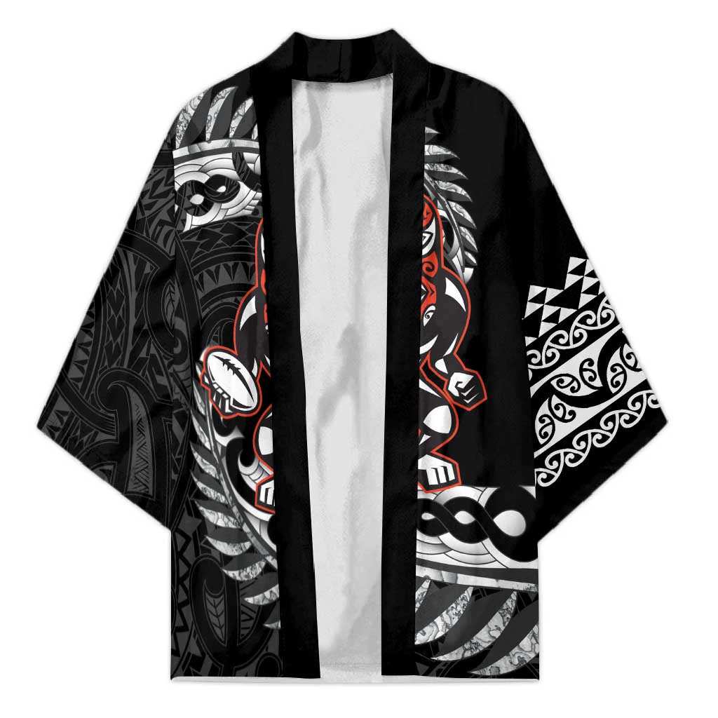 New Zealand Indigenous-Maori Rugby Custom Kimono LT9 Unisex Black - Polynesian Pride