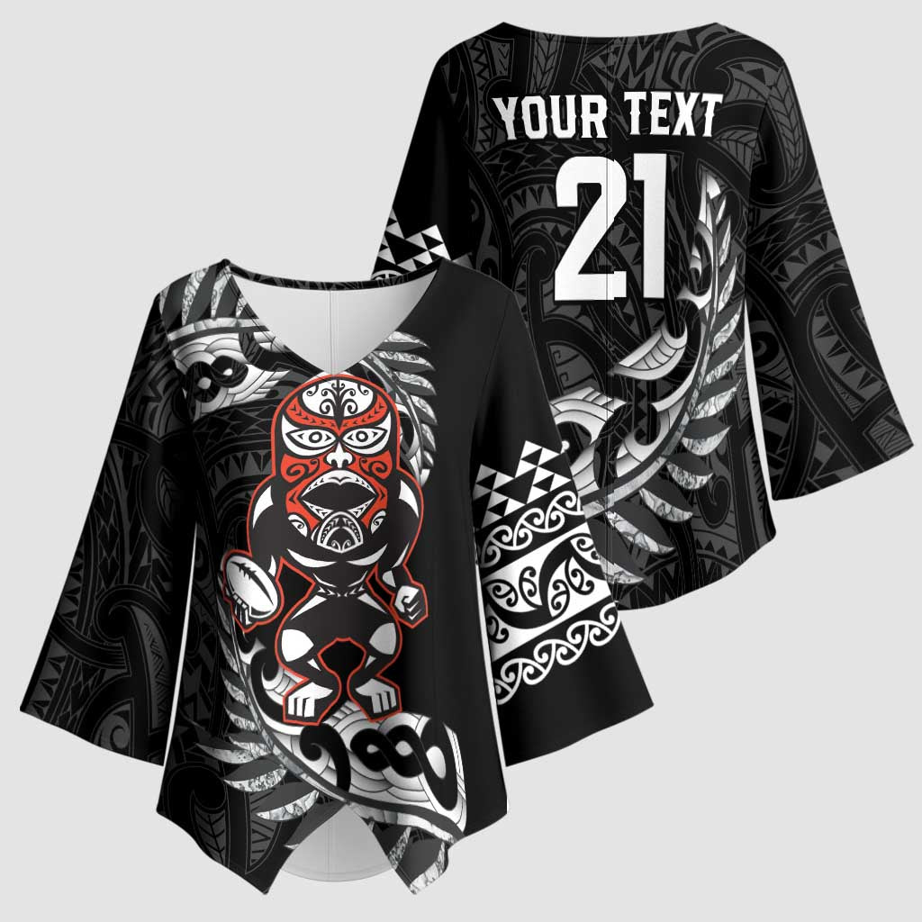 New Zealand Indigenous-Maori Rugby Custom Kimono Sleeve Blouse LT9 - Polynesian Pride