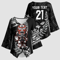New Zealand Indigenous-Maori Rugby Custom Kimono Sleeve Blouse LT9 - Polynesian Pride