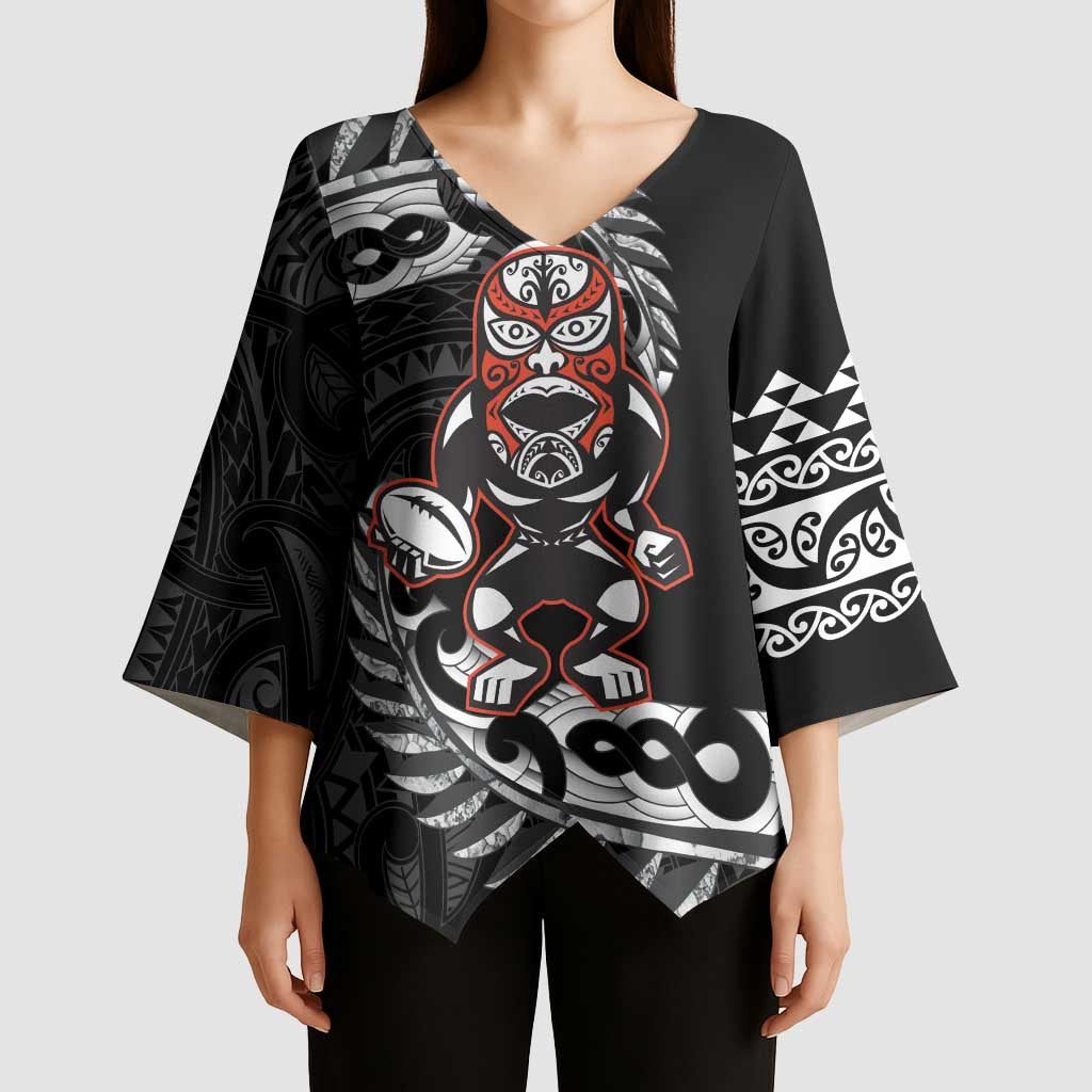 New Zealand Indigenous-Maori Rugby Custom Kimono Sleeve Blouse LT9 - Polynesian Pride