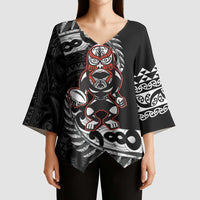 New Zealand Indigenous-Maori Rugby Custom Kimono Sleeve Blouse LT9 - Polynesian Pride