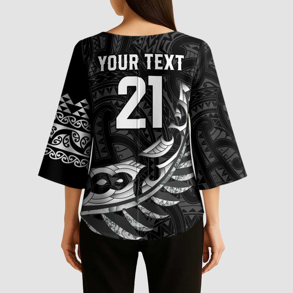 New Zealand Indigenous-Maori Rugby Custom Kimono Sleeve Blouse LT9 - Polynesian Pride