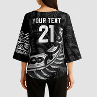 New Zealand Indigenous-Maori Rugby Custom Kimono Sleeve Blouse LT9 - Polynesian Pride