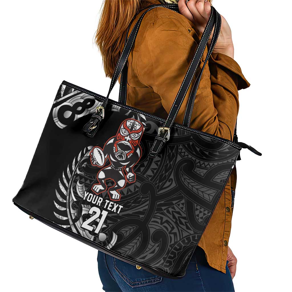New Zealand Indigenous-Maori Rugby Custom Leather Tote Bag LT9 - Polynesian Pride