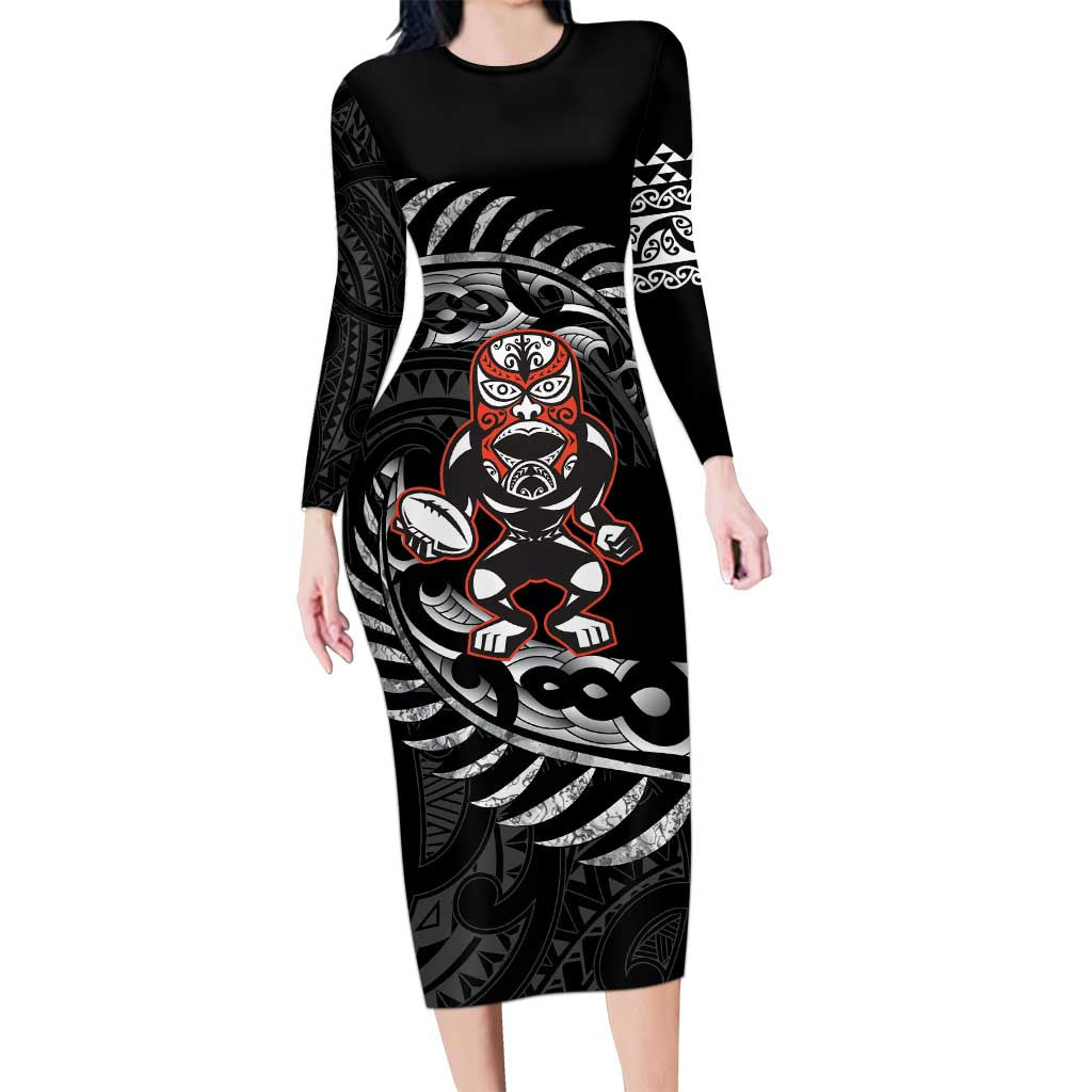 New Zealand Indigenous-Maori Rugby Custom Long Sleeve Bodycon Dress