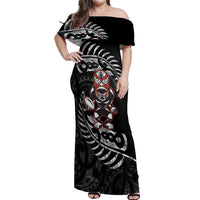 New Zealand Indigenous-Maori Rugby Custom Off Shoulder Maxi Dress LT9 Women Black - Polynesian Pride