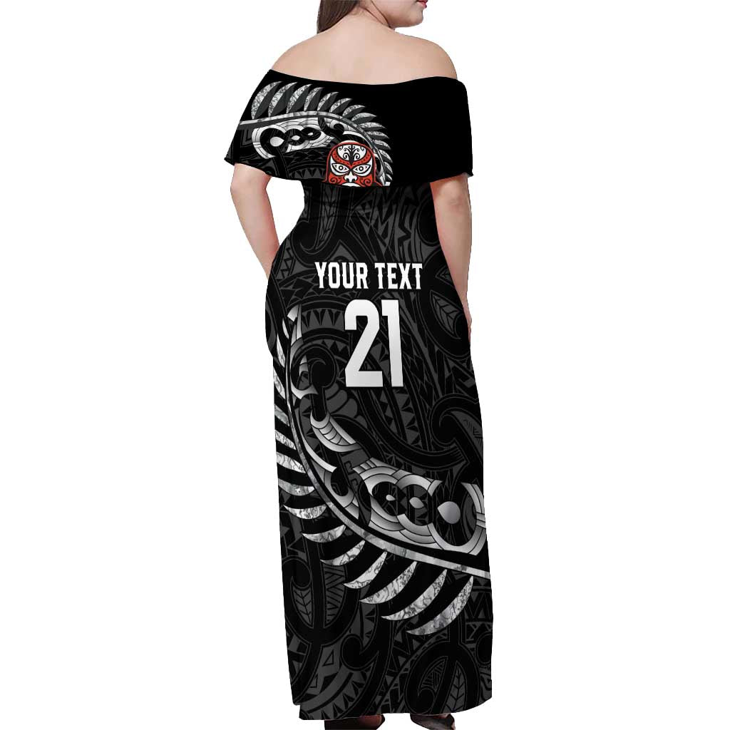 New Zealand Indigenous-Maori Rugby Custom Off Shoulder Maxi Dress LT9 - Polynesian Pride