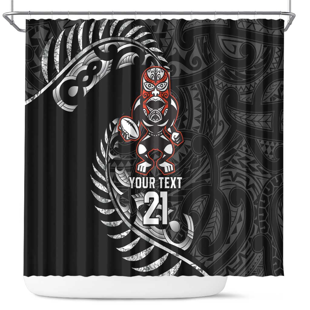 New Zealand Indigenous-Maori Rugby Custom Shower Curtain LT9 Black - Polynesian Pride