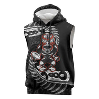 New Zealand Indigenous-Maori Rugby Custom Sleeveless Hoodie LT9 Black - Polynesian Pride