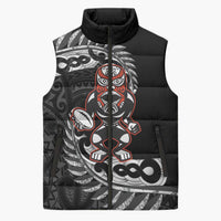 New Zealand Indigenous-Maori Rugby Custom Sleeveless Puffer Jacket LT9 Unisex Black - Polynesian Pride