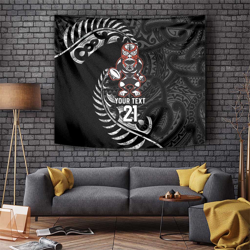 New Zealand Indigenous-Maori Rugby Custom Tapestry LT9 Black - Polynesian Pride