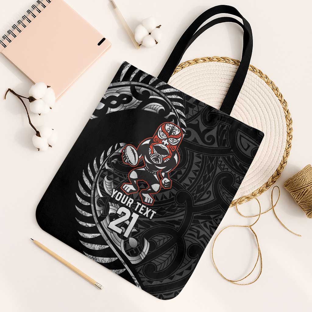 New Zealand Indigenous-Maori Rugby Custom Tote Bag LT9 Black Strap One Size Black - Polynesian Pride