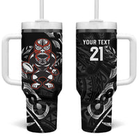 New Zealand Indigenous-Maori Rugby Custom Tumbler With Handle LT9 One Size: 40 oz Black - Polynesian Pride