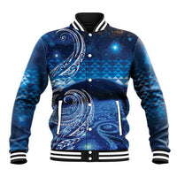 New Zealand Matariki Baseball Jacket Taniko Aramoana With Koru Galaxy Sky Night LT9 Unisex Galaxy - Polynesian Pride
