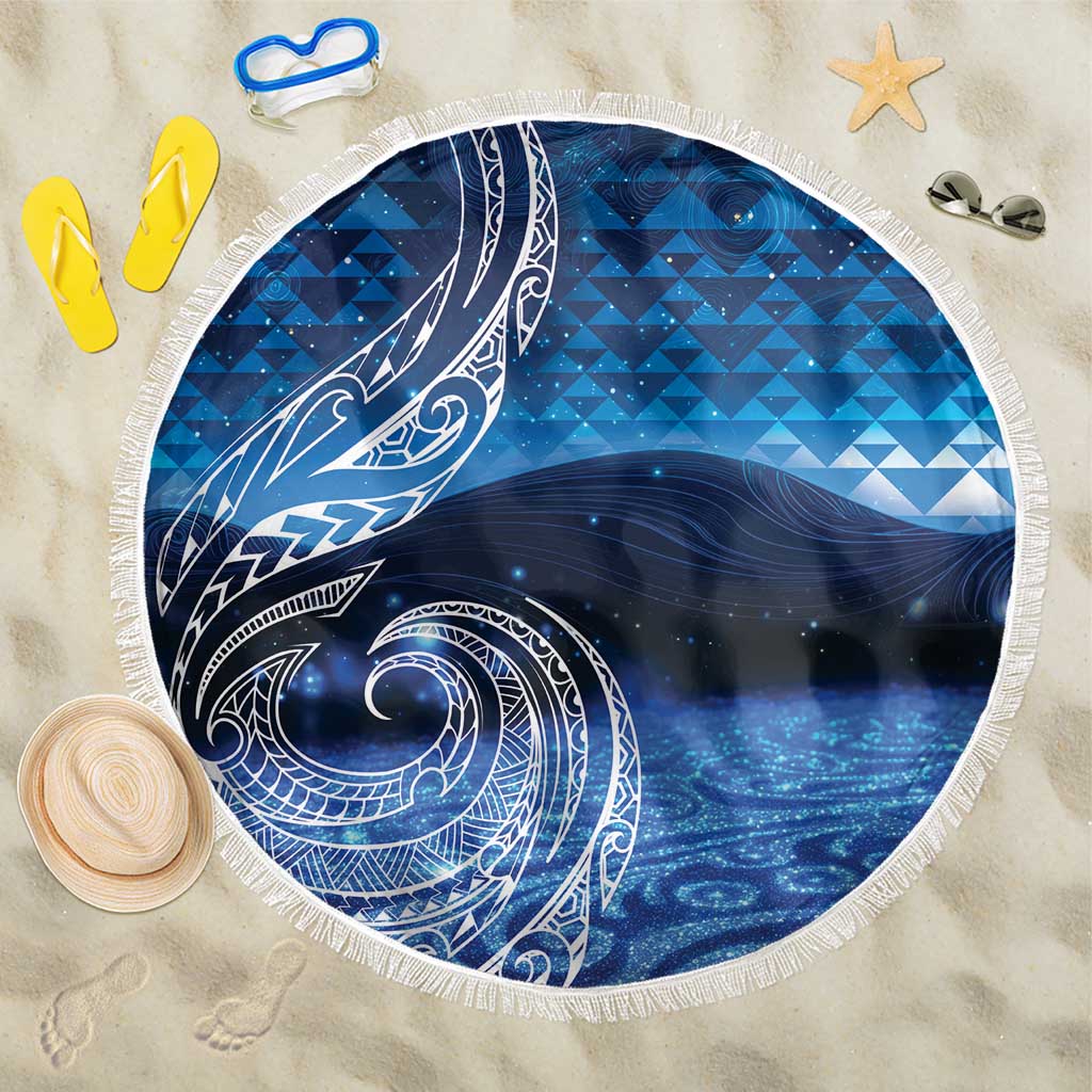 New Zealand Matariki Beach Blanket Taniko Aramoana With Koru Galaxy Sky Night LT9 One Size 150cm Galaxy - Polynesian Pride